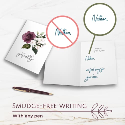 Sympathy Cards with Envelopes - 24 Pre-Scored Sympathy Cards with a Sentimental Design and a Thoughtful Message - 4 Unique Condolences Card Designs (Purple)
