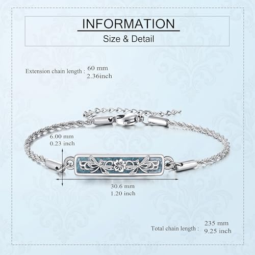 Turquoise Tree Of Life/Dragonfly/Hummingbird/Sunflower Bracelet 18K White Gold Plated Urn Bracelets For Ashes Memorial Jewelry For Women Female Mother Lover