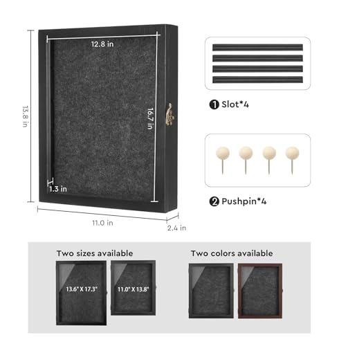 AW BRIDAL Black Shadow Box with Shelves 11x14in, Medal Frame Display Case - color: Black, size: 11x14 in