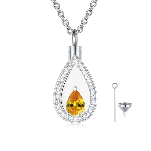 925 Sterling Silver Cremation Jewelry for Ashes Urn Necklace Memorial Teardrop Ashes Keepsake Urns Pendant Necklace for urn Necklaces Ashes Jewelry Gifts - color: Nov.