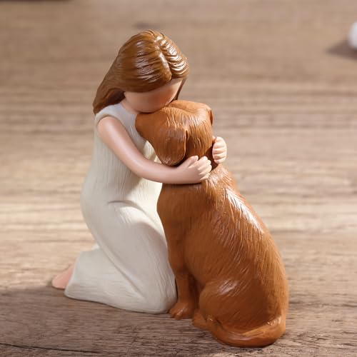 Hensonever Love My Dog Figurines Statues, Dog Angel Friendship Remembrance Gifts, Sculpted Hand-Painted Figures for Dog Lovers - color: Love My Dog