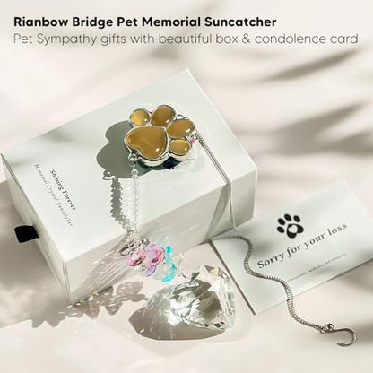Dog Memorial Gifts, Pet Memorial Suncatcher, Loss of Dog Sympathy Gift - color: Amber-hued