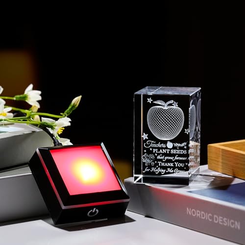 Teacher Appreciation Gifts for Women Men - 3D Crystal Engrave Teacher plant seeds with heart with Base - Best Unique Christmas Retirement Thank You End of The Year Gifts for Teacher from Students - style: Teacher gifts-plant seeds
