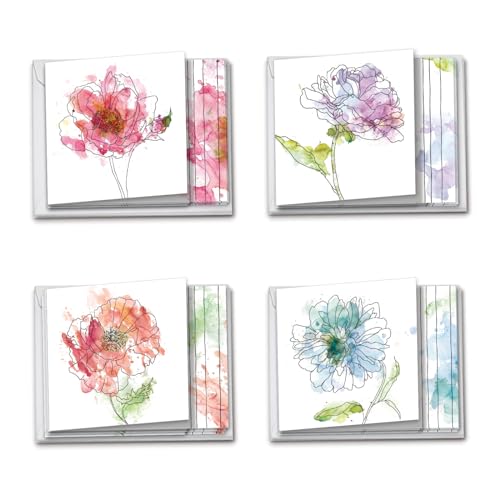 The Best Card Company - 12 Sympathy Note Cards with Envelopes - Loving Flower Bereavement (4 Designs, 3 Each) - Basic Blooms AMQ4627SMG-B3x4 - style: Basic Blooms