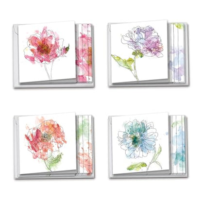 The Best Card Company - 12 Sympathy Note Cards with Envelopes - Loving Flower Bereavement (4 Designs, 3 Each) - Basic Blooms AMQ4627SMG-B3x4 - style: Basic Blooms