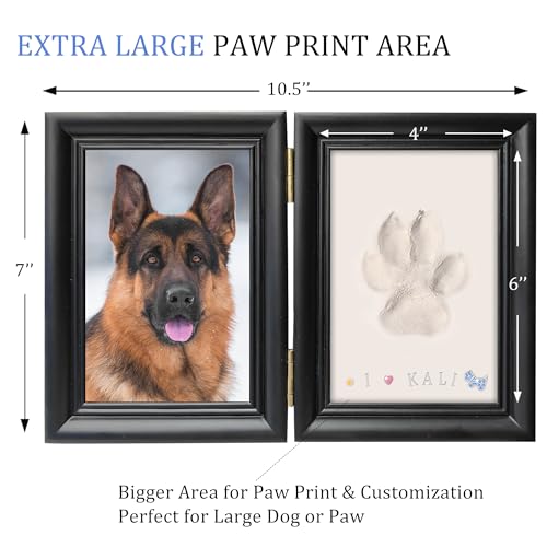 MYPAWLETS Clay Paw Print Kit for Dog Cat,Pawprint Keepsake Frame,L Black - color: Medium-Large Black