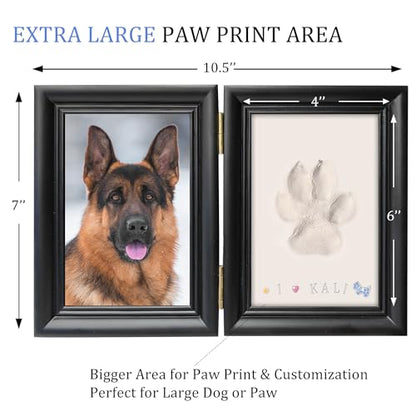MYPAWLETS Clay Paw Print Kit for Dog Cat,Pawprint Keepsake Frame,L Black - color: Medium-Large Black