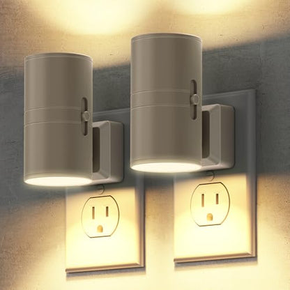 Night Lights Plug into Wall, Modern LED Night Light Plug in | Dusk to Dawn Sensor, Soft White 3000K, 0-100LM Adjustable Brightness, Dimmable NightLights, Hallway, Bedroom, Stairway 2 Pack - color: Cement dust-3000K, size: 2 Pack