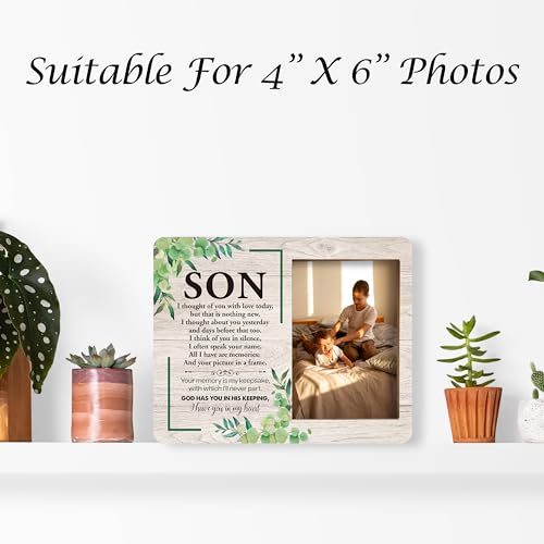 Memorial Pictures Frame, Best Son Photo Frame, Sympathy Gifts For Loss Of Son, Funeral Remembrance Gifts, Farmhouse Home Living Room Bedroom Decoration -54