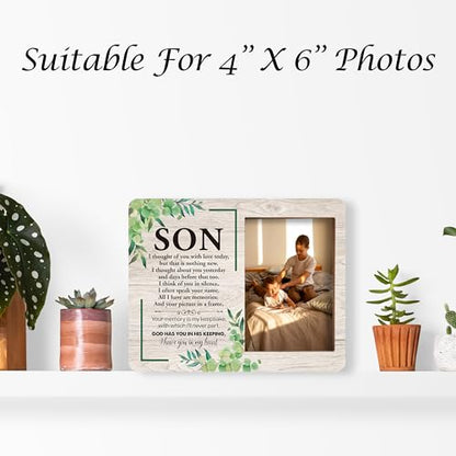 Memorial Pictures Frame, Best Son Photo Frame, Sympathy Gifts For Loss Of Son, Funeral Remembrance Gifts, Farmhouse Home Living Room Bedroom Decoration -54