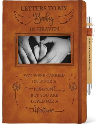 Baby Miscarriage Gift, Sympathy Condolence Remembrance Grief Memorial Gifts | Letters To My Baby In Heaven Faux Leather Journal with Window Cover 200 Pages A5 Lined for Family Friend Who Loss of Infant - style: Baby