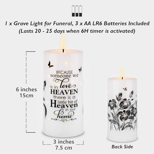 Rhytsing Grave Light - Outdoor Fiber Optic Flameless Memorial Candle with Timer Function for Funeral, Water-Resistant Sympathy Gifts for Loss of Loved One, Batteries Included, D 3 inches x H 6 inches