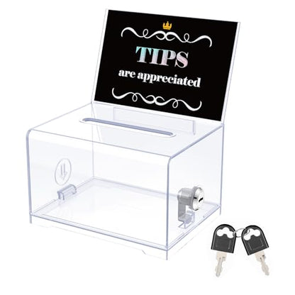 Uniclife 6.2"x 4.7" x 4" Acrylic Donation Ballot Box with Slot and Lock - color: Standard