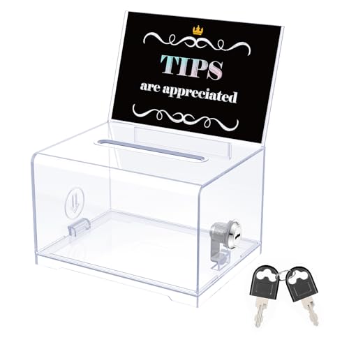 Uniclife 6.2"x 4.7" x 4" Acrylic Donation Ballot Box with Slot and Lock - color: Standard