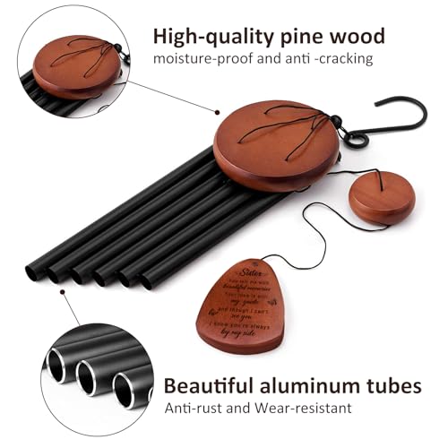 Memorial Gifts for Loss of Sister,Memorial Wind Chimes 25'', Loss of Sister Sympathy Gifts, Home Decor Outdoor Garden, Soothing Melodic Tones with Mute Option