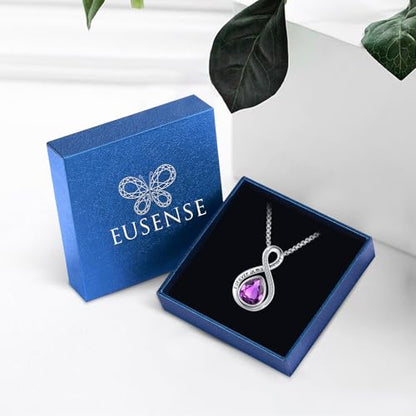 Eusense Cremation Jewelry for Ashes Urn Necklace to Put Ashes In 925 Sterling Silver Memorial Pendant Tree of Life Infinity Urn Necklaces for Ashes Necklace for Women Men - style: F-Infinity Urn-02-Feb.-Amethyst