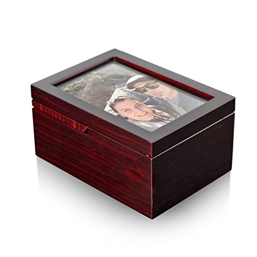 Ultra-Modern Music Box with Fold-Up Photo Frame - Solid Wood Jewelry Box with Compartment with Picture Frame (6 X 4) - Many Songs to Choose - Feelings - size: 110. Feelings