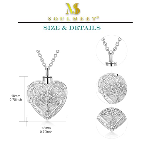 SOULMEET Cremation Jewelry for Ashes, Sterling Silver Urn Necklace for Ashes Women Men, Cherish Memories Cremation Jewelry to Keep Someone Near to You - color: M2-White gold tree