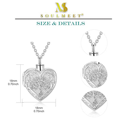 SOULMEET Cremation Jewelry for Ashes, Sterling Silver Urn Necklace for Ashes Women Men, Cherish Memories Cremation Jewelry to Keep Someone Near to You - color: M2-White gold tree