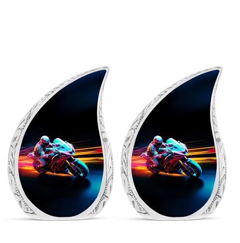Speed Bike Racer Teardrop Small Urns for Human Ashes - Adult Urns for Human AshesWomen & Men - Small Urn Keepsake Ashes - Mini Urns for Human Ashes Mother - Ash Urn (Size -3inch, 2Pcs) - size: Keepsake-2