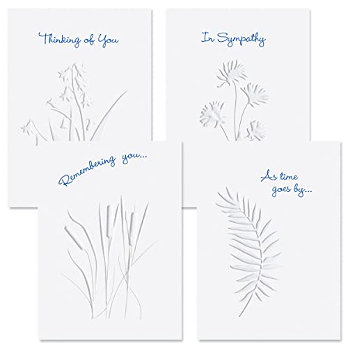 Current Moments Past Deluxe Sympathy Greeting Cards - Set of 8 (4 designs), Large 5" x 7", Sympathy Cards with Sentiments Inside, White Envelopes - color: Moments