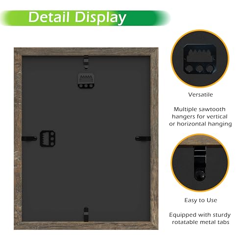 FrameWorks 8.5x11 Driftwood Wooden Shadow Box Frame – Soft Felt Back, Tempered Glass, and Included Elegant White Ball Push Pins - color: Brown, size: 8.5"x11"