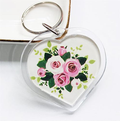 BetterJonny 20Pcs Acrylic Picture Keychain Blanks in Clear Acrylic Picture Frame Keyrings - color: Heart