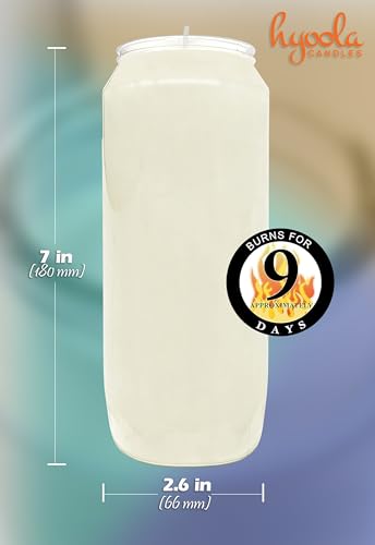Hyoola 9 Day Prayer Candles 7" Tall Pillar Candles for Religious, Memorial, Party Decor, Vigil and Emergency Use - Vegetable Oil Wax in Plastic Jar Container, White (2 Pack) - size: 2 Pack