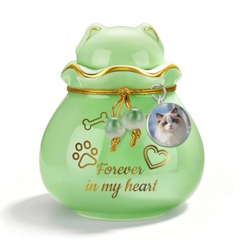 SOITIS Custom Small Pet Urns for Cats Dog 3.54” Urns for Ashes Ceramic Urn - color: Cyan Paw-custom