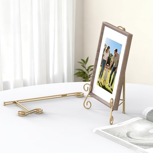 Gold Plate Stand, 12 Inch Decorative Holder for Displaying Platters, Heavy-Duty Metal Easel Stand for Picture, Photo Frame, Books and Round Objects