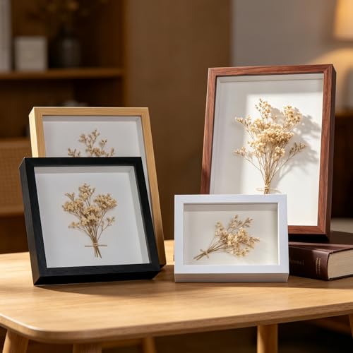 11x14 Shadow Box - Deep Picture Frame with Shatter-Resistant Panel for Wall Decor | 3D Display Case for Military Medals,Flowers,Photos and Crafts | Easy to Open & Ready to Hang Gift (White)