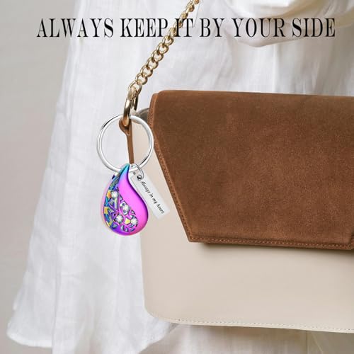 Hearbeingt Teardrop Urn Keychain for Ashes Tree of Life Cremation Jewelry - color: A-colorful