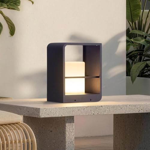 Solar Outdoor Table Lamp LED, IP65 Waterproof Tabletop Lamps | Dimmable Outdoor Solar Lanterns with Remote Brightness & Timer Control, Smart Tabletop Lights Dusk to Dawn for Patio Outside - size: Small-11.02"H
