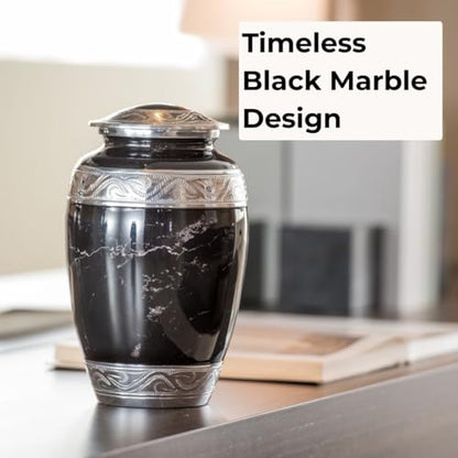 GR8 Keepsakes Black Marble-Finish Cremation Urn for Human Ashes Adult - color: Black