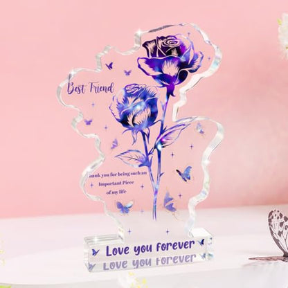 Best Friend Christmas Gifts Idea for Women Friends- Flower Acrylic - Delicate Gifts for Best Friend Bestie Thanksgiving Birthday Christmas Gifts for Friend Women, Ideas - color: Firend