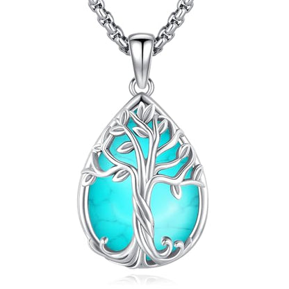 Eusense Tree of Life Necklace for Women Men Sterling Silver 925 Tree Urn Locket Cremation Jewelry Family Tree Pendant Gifts for Her Him Mom Dad Grandma Daughter - style: E-D-Tree of Life Necklace