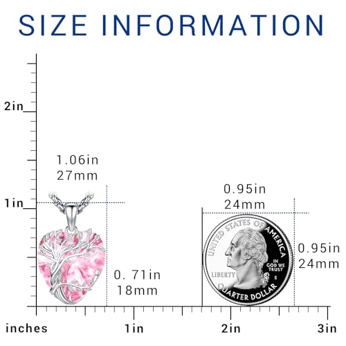Eusense Tree of Life Necklace for Women Men Sterling Silver 925 Tree Urn Locket Cremation Jewelry Family Tree Pendant Gifts for Her Him Mom Dad Grandma Daughter - style: E-G-Tree of Life Necklace 10-Pink