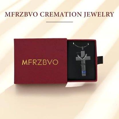 Cross Cremation Jewelry Urn Necklace for Human Ashes for Women Men Memorial Ashes Keepsake Birthstone Pendant - color: Customize