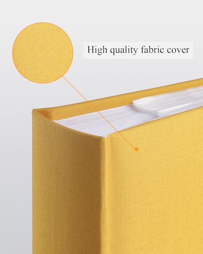 1DOT2 Photo Album for 4x6 Pictures with Writing Space, Indian Yellow | Holds 402 Photos,Linen Cover with Front Window, Acid-free Inner Pages, Ideal for Marriage Children Travel Family - color: Indian Yellow