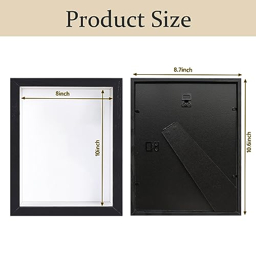 Shadow Box Frame 8x10 - 3 Pack Wood Deep Shadowbox with Glass - size: 8x10-3pcs-black