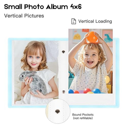 Ruibytree 2 Pack Small Photo Albums 4x6 Pictures, 104 Photos Total, Blue | Compact Design, PU Leather Cover, Acid-Free Pages, Top-Loading, Mini Photo Book 4x6 for Kids, Wedding, Anniversary & Travel - color: Blue