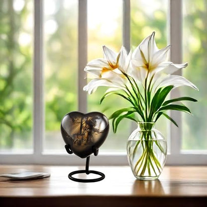 Gone Hunting Deer Heart Keepsake Urn with Sunrays – Majestic Buck Sharing Urn – Handcrafted Mini Memorial Cremation Urn for Human Ashes with Display Stand & Velvet Box (Heart Keepsake) - size: Heart Keepsake