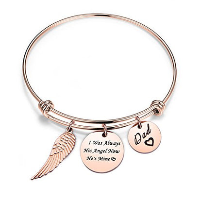 WUSUANED Memorial Jewelry I Used to Be His/Her Angel Bracelet in Memory of Loved One Dad Mom Sympathy Gift - color: In memory of dad bracelet RG