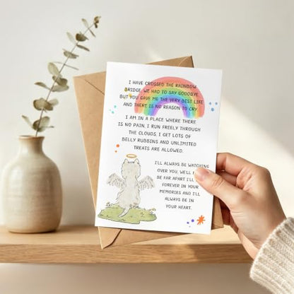 PTRUKD, Lost Pet Dog Sympathy Card, Rainbow Bridge Condolence Cards, Dog Bereavement Cards, Universal Condolence Card for Pet Loss, Funeral, Recovery, Thank You - color: PLOS-KM-138