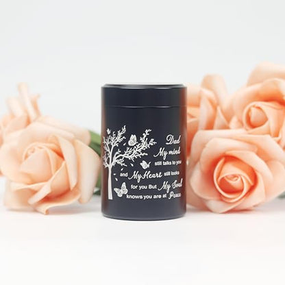 3 Inch Small Urn for Human Ashes Aluminum Mini Cremation Small Keepsake Box for Sharing Ashes Mini Urn-Dad - size: Black-Dad