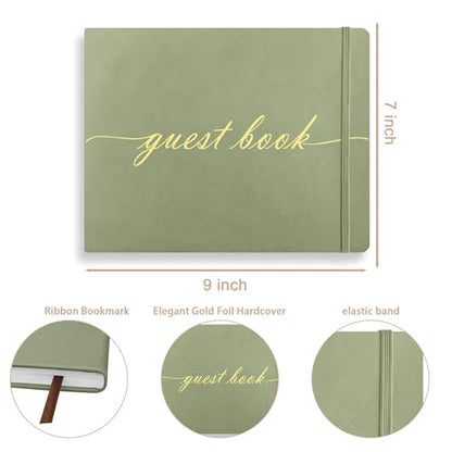Elegant Wedding Guest Book - Perfect for Wedding Receptions, Baby Showers, Birthdays and Special Events - 7" x 9" Sign in Book - 120 Lined Pages - Leather Hardcover - Green - color: Green