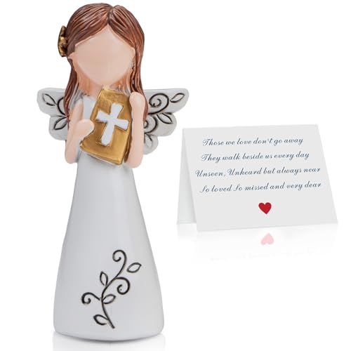 Resin Praying Angel Figurines, Guardian Angel Statue -Sympathy Gifts for Loss of Loved One, Biblical Prayer Decorative Statues, Memorial Gifts for Healing, Christian Grief Gifts for Women - color: Bible Angel Figurine