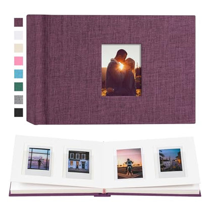 Instax Mini Photo Album with Writing Space, 56 Pockets, Purple | Compatible with 2x3 inch & Polaroid Pictures, Recessed Clear Pockets, Wedding Guest Book and Family Memories - color: Purple, size: 52 Pockets