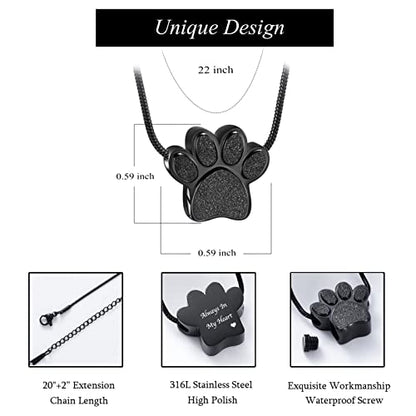 zeqingjw Pet Cremation Jewelry for Ashes Pendant Paw Print Pet Heart Urn Necklace Memorial Keepsake Jewelry for Pet/Dog's/Cat's Ashes - color: 2PCS Paw Print BG
