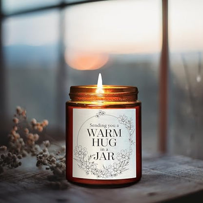 Sending Hug Gifts for Women Men - Warm Hug Candle - Relaxation Get Well Sympathy Gift Anxiety Stress Relief - Gift for Her Bestie Best Friend Coworker - Lavender Eucalyptus Soy Calming Candle - color: Warm hug-lavender eucalyptus
